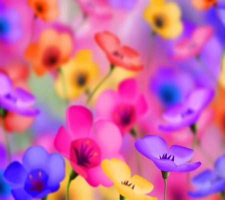 Multicolor Flowers - red, purple, pretty, pink, cute, soft, beauty, beautiful, flowers, sweet, yellow, multicolor, lovely, orange, nature, green