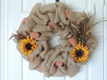 ✿ Welcome Home Love ✿ - sunflowers, door, welcome, yellow, beautiful, garland