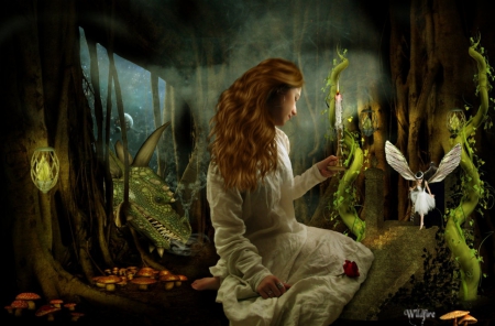 THE QUEEN OF FAIRYTALES - QUEEN, WINGS, CANDLE, FAIRY, FEMALE, DRAGON