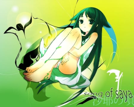 green saya - girl, cute, nice, long hair