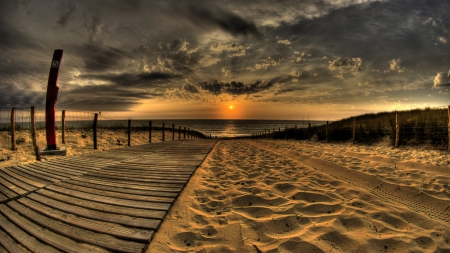 Sand & Sea - clouds, sunset, beaches, sea, sand