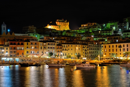 Beautiful Night - house, town, boat, splendor, sea, night, reflection, sailboats, boats, sailing, nature, lights, houses, sky