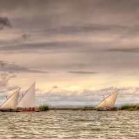 beautiful sailboats on a river in valencia spain hdr