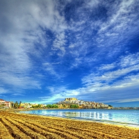 beautiful beach in the town of peniskola spain hdr