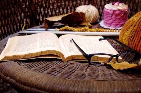 *** My place *** - my, glasses, book, table, place, thread