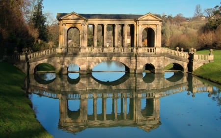 Palladian Bridge, Bath, England - england, ancient, bridge, reflection