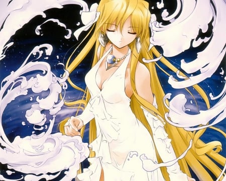 anime girl - pretty, dress white, anime, girl, cute, angel