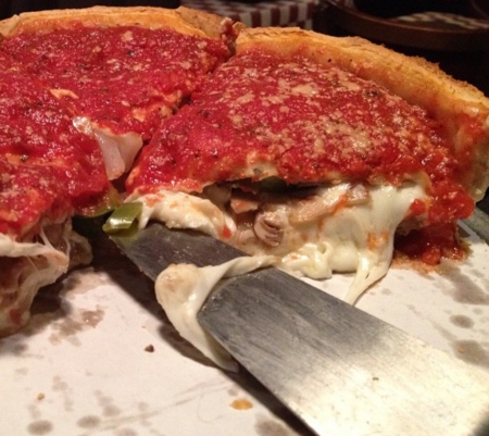 Stuffed Pizza - mushrooms, sausage, cheese, bell peppers