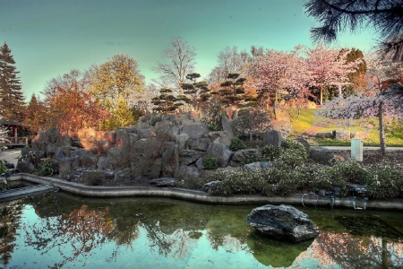 Japanese Garden in Fall Season - fall season, nature, garden, japanese