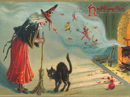 Happy Halloween - Witch, Halloween, Happy Halloween, Cat