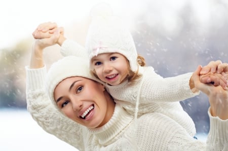 Love - pretty, winter, female, snow, love, happy, hands, smile, lady, woman, mother