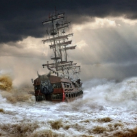 Tall Ship in Stormy Waters