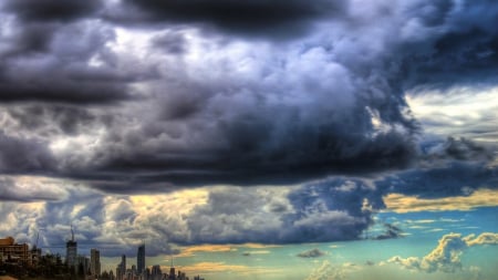 lovely cloudy sky over city - construction, city, sky, clouds