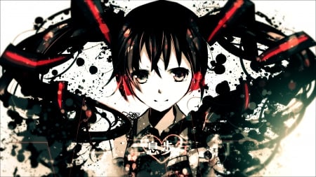 black hatsune miku - black hair, cute, hatsune miku, red