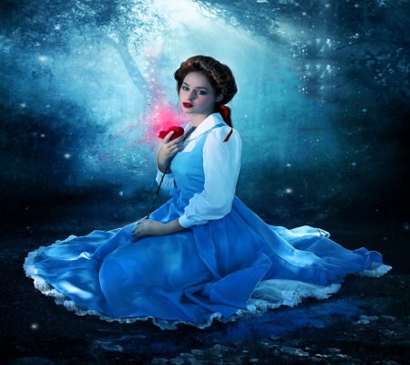 Belle - women, fantasy, belle, art fantasy, princess, blue dreams