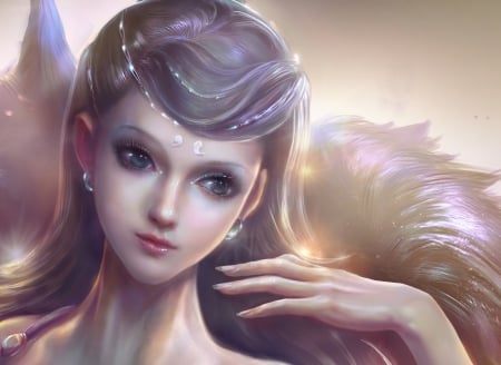 Fantasy beauty - woman, princess, beauty, girl, soft, fantasy, face, art, pink, rongrong