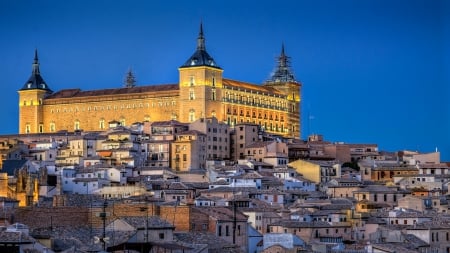 alcazar of toledo spain - city, sky, hill, castle