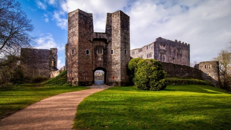 berry pomeroy castle at devon england - grass, castle, sky, old