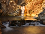 Sunrise on Mountain Waterfall