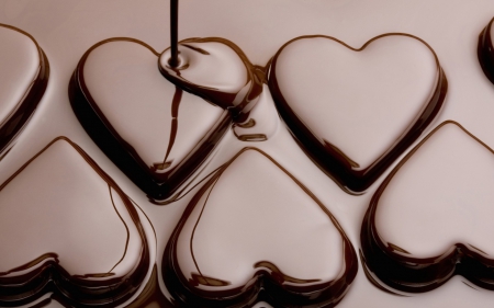 Chocolate with love - love, heart, day, valentine, brown, dessert, food, sweet, chocolate