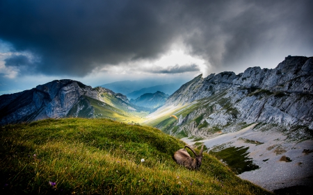 Mount Pilatus, Switzerland - clouds, magic, splendor, landscape, sunrise, grass, sunset, nature, green, mountains, peaceful, sky