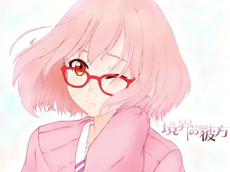 Mirai - megane, pink, cute, kyoukai, anime, mirai, girl