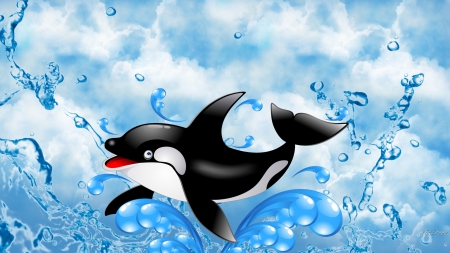 Orca Splash - ocean, whale, orca, water, endangered, sweet, smile, sea, splash, dolphin, happy