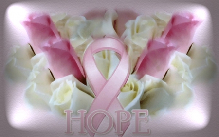 Lights of Hope - beautiful, beauty, cancer awareness, quote, flowers, nature, soft, ribbon, breast