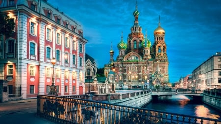 Church of Our Savior on the Spilled Blood in st. petersburg - orthodox, church, onions, city, canal