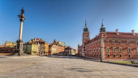 the royal castle in warsaw - cobblestones, sky, monument, castle, square