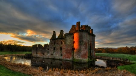 ancient moated caerlaverock castle in scotland