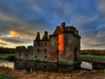 ancient moated caerlaverock castle in scotland