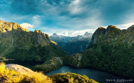 Just Heaven - sky, forests, trees, water, mountains, nature, clouds, beautiful, rivers