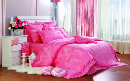 Bed room - room, interior, bed, pink