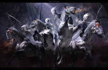 The Four Horsemen - fantasy, horse, skeletons, dark