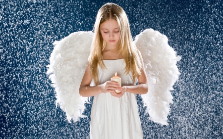 Angel - wings, child, angel, rain