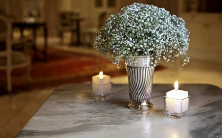 â€ Elegance â€ - beauty, elegance, home, candle, flowers, decor, vase