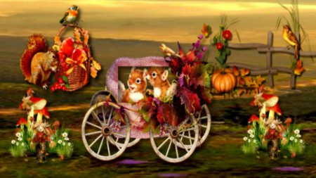 ~*~ Autumn Squirrels ~*~ - fall, squirrels, animals, cute, autumn