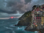 wonderful sunset at riomaggiore italy