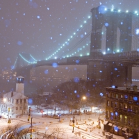 New York on a snowy winter night