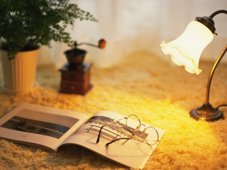 Book - read, lamp, Book, glass