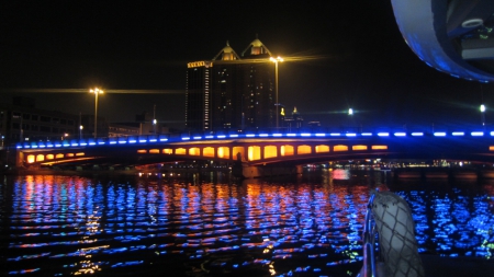 Riverside Night Scene - city, Riverside, Night Scene, building, bridge