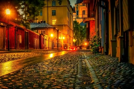 Amsterdam - Holland, street, Amsterdam, city, night, photo, lamps