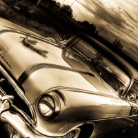 vintage pontiac in monochrome hdr