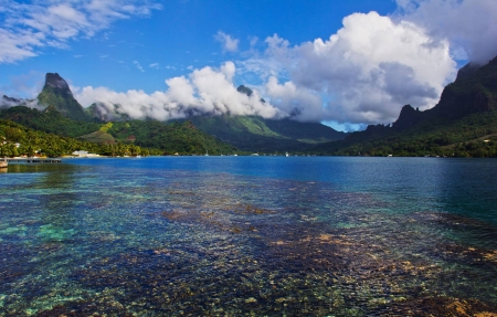 Cook's Bay Moorea South Pacific - beach, paradise, bay, french, polynesia, volcanic, ocean, islands, volcanoes, tropical, exotic, island, moorea, south pacific, sea, tahiti, cooks bay