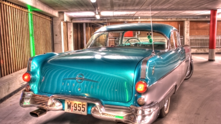 vintage pontiac from behind hdr - garage, car, vintage, parking, hdr