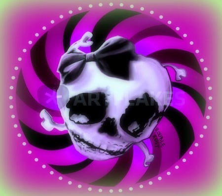 Sweet Pink Skull - creative pre-made, pink, drawings, skull, black bow, holiday, October 31st, halloween, draw and paint, abstract, ghost, paintings, fantasy aficionados, digital art, weird things people wear, lovely, sweet, cute, love four seasons