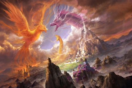 Fight Of The Gods - Dragon, Kingdoms, Phoenix, Snake