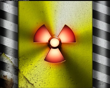 Radiation Symbol - biohazard, radiation, pillars, 3d