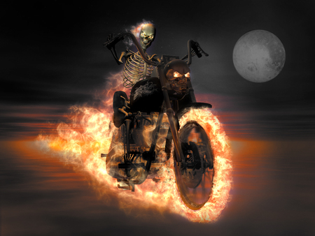 Blazing-Bones - moon, abstract, chopper, fire, bones